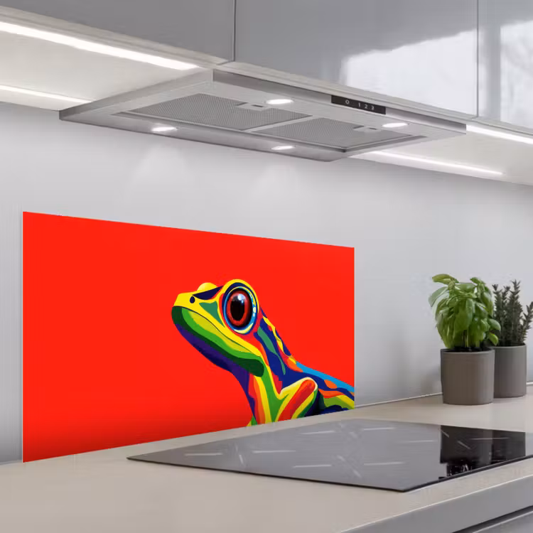 Kikker - Kleurrijk - Strepen - Ogen keuken achterwand spatscherm middel -3d_schuin