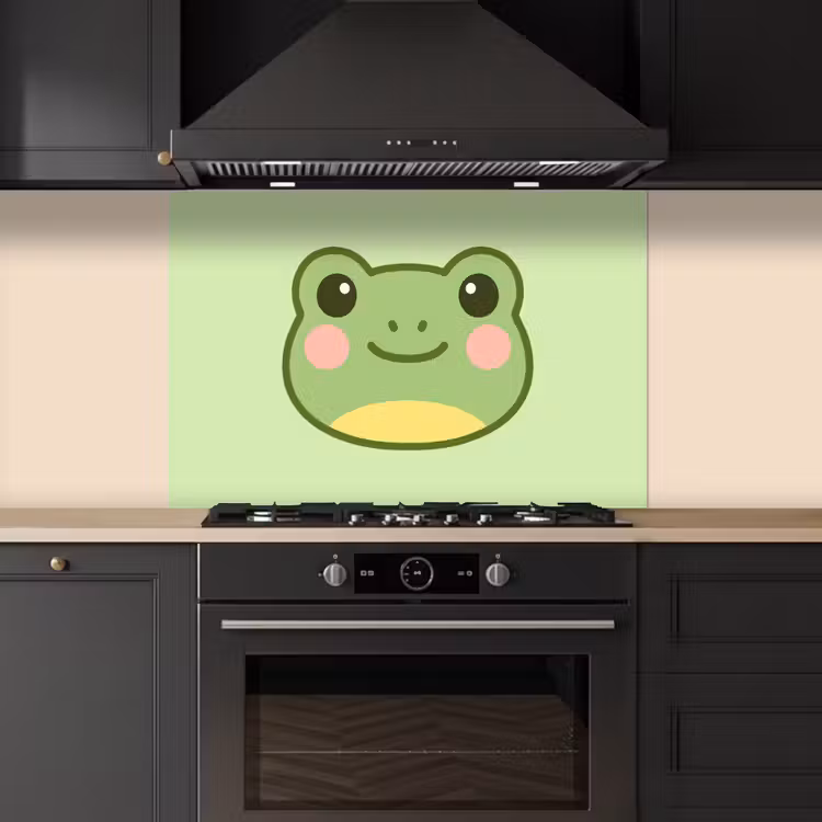 Kikker - Groen - Vriendelijkheid keuken achterwand spatscherm middel -sfeer1