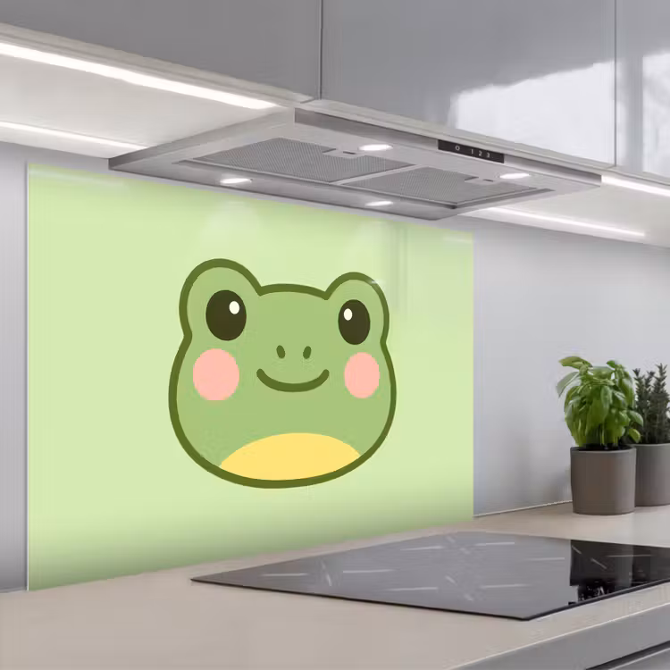 Kikker - Groen - Vriendelijkheid keuken achterwand spatscherm middel -3d_schuin