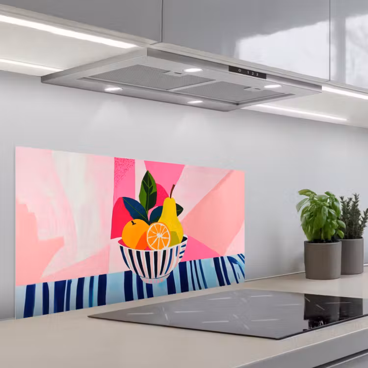 Fruit - Abstracte achtergrond - Roze keuken achterwand spatscherm middel -3d_schuin