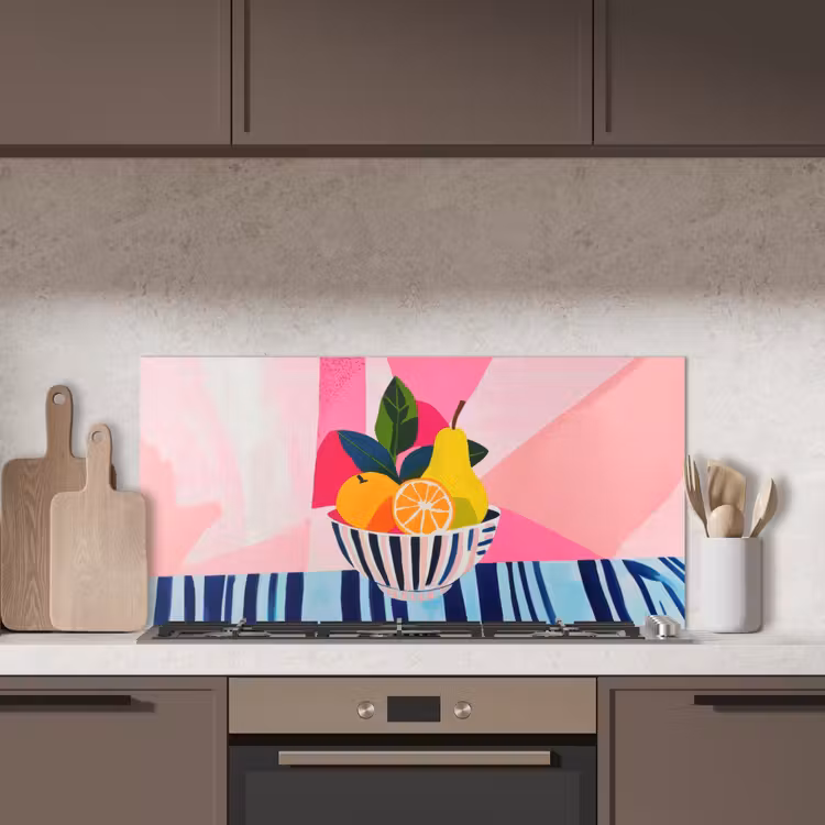 Fruit - Abstracte achtergrond - Roze keuken achterwand spatscherm middel -sfeer2
