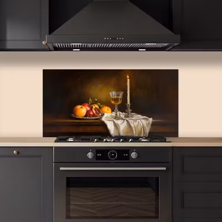 Fruit - Stilleven - Wijn - Kaars keuken achterwand spatscherm middel -sfeer1