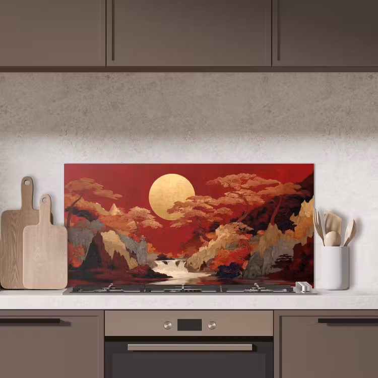 Volle maan - Landschap - Waterval keuken achterwand spatscherm middel -sfeer2