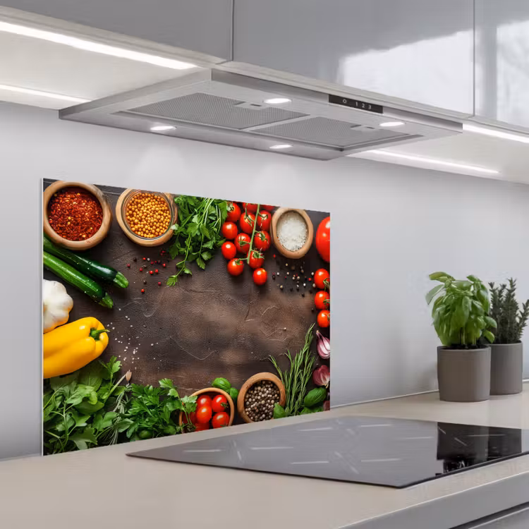 Tuin van Versheid keuken achterwand spatscherm middel -3d_schuin
