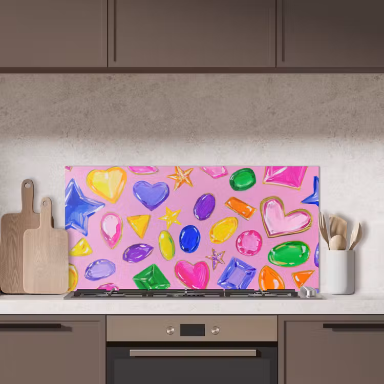 Edelstenen - Vormen - Hartje - Kleurrijk keuken achterwand spatscherm middel -sfeer2