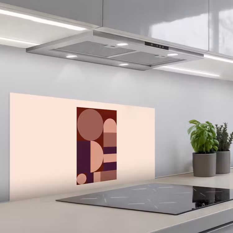 Geometrisch - Cirkels - Rood keuken achterwand spatscherm middel -3d_schuin