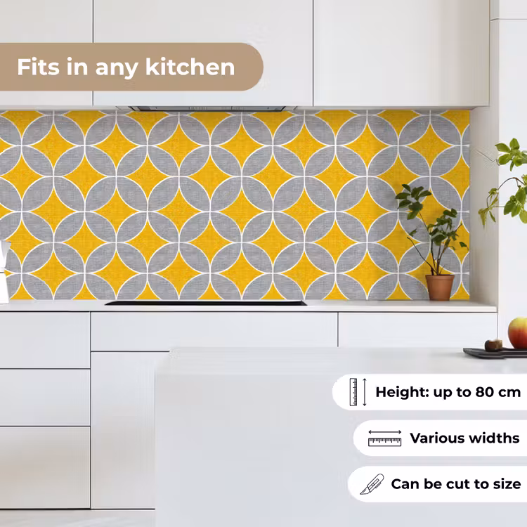 Geometrisch - Cirkels - Textuur - Grijs - Geel keuken achterwand 2 middel 871 -sfeer4_UK