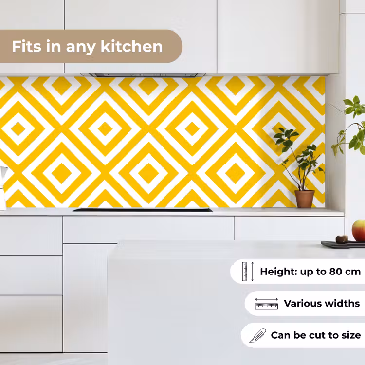 Geometrisch - Lijnen - Modern - Geel - Wit keuken achterwand 2 middel 871 -sfeer4_UK