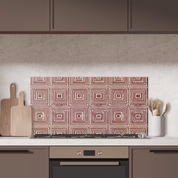 Geometrisch - Patroon - Rood keuken achterwand spatscherm middel 899 -sfeer2