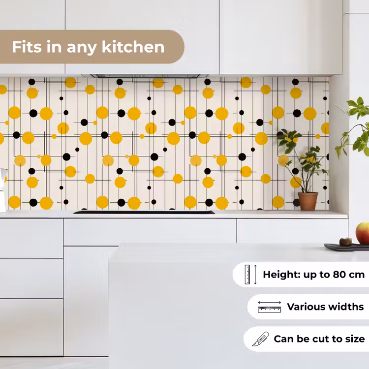 Geometrisch - Retro - Lijnen - Okergeel - Zwart keuken achterwand 2 middel 871 -sfeer4_UK