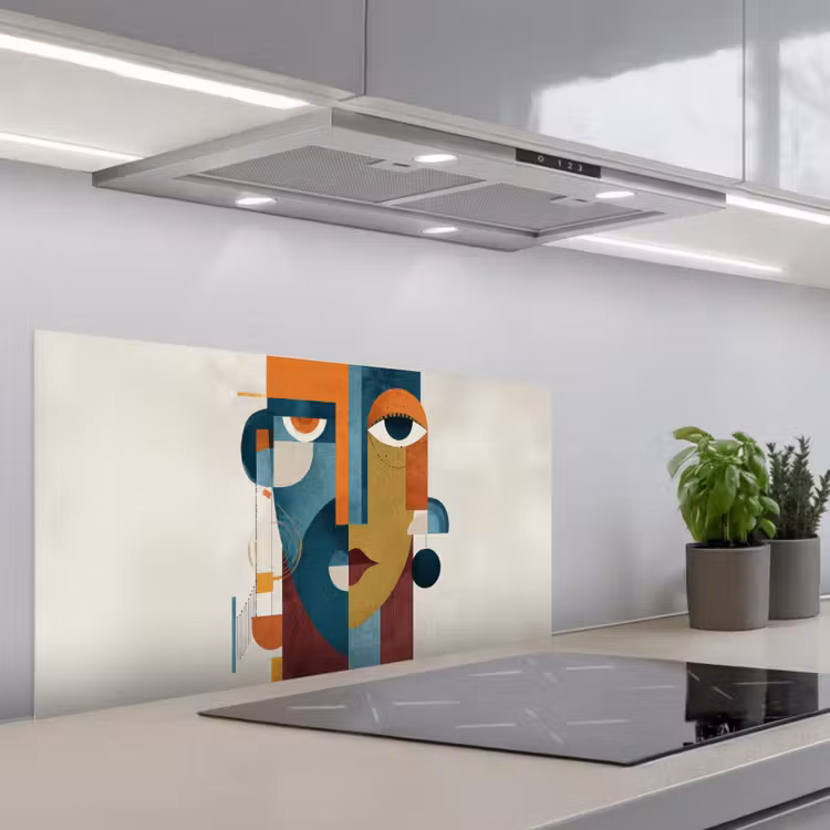 Geometrisch - Strakke vormen - Kleurrijk keuken achterwand spatscherm middel -3d_schuin