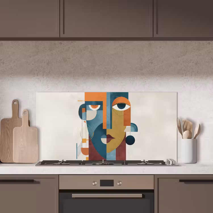 Geometrisch - Strakke vormen - Kleurrijk keuken achterwand spatscherm middel -sfeer2