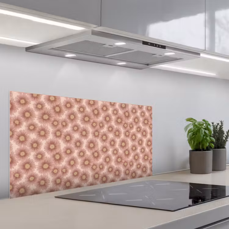 Gerbera - Bloemen - Roze keuken achterwand spatscherm middel 899 -3d_schuin