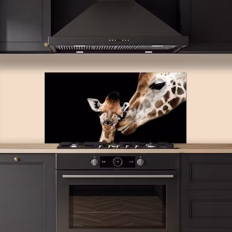 Giraffe - Dieren - Zwart - Portret - Dieren keuken achterwand spatscherm middel -sfeer1