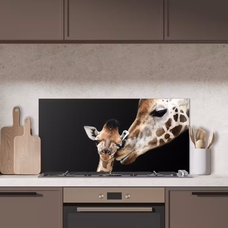 Giraffe - Dieren - Zwart - Portret - Dieren keuken achterwand spatscherm middel -sfeer2