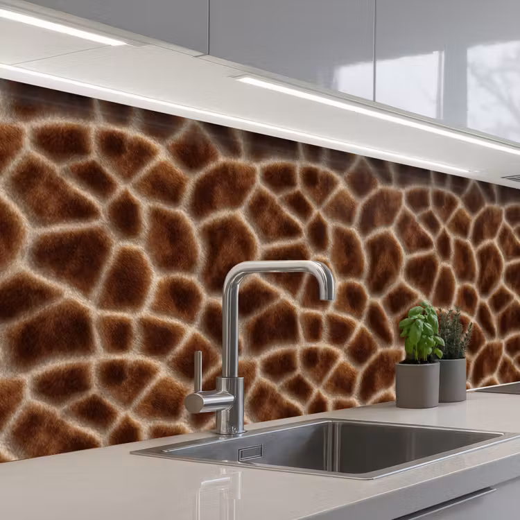 Giraf - Vacht - Bruin keuken achterwand 2 groot 857 -3d_schuin
