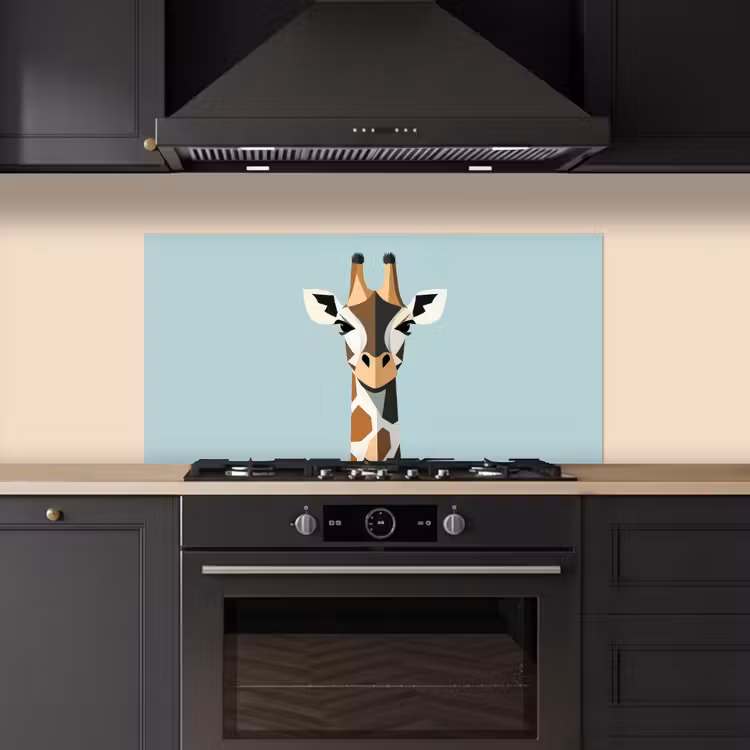 Giraffe - Illustratie - Bruin - Minimalistisch keuken achterwand spatscherm middel -sfeer1