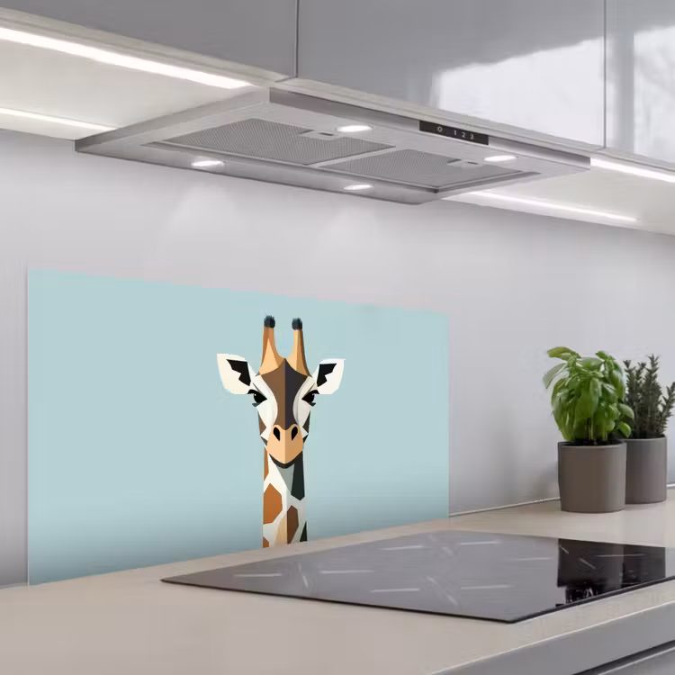 Giraffe - Illustratie - Bruin - Minimalistisch keuken achterwand spatscherm middel -3d_schuin