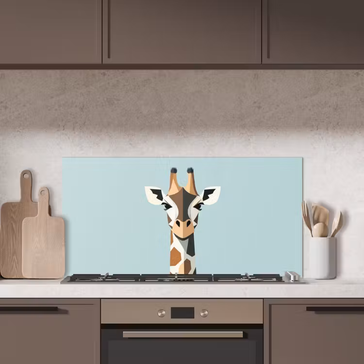 Giraffe - Illustratie - Bruin - Minimalistisch keuken achterwand spatscherm middel -sfeer2