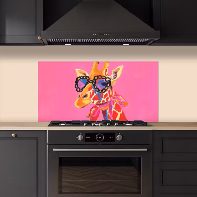 Giraf - Roze - Bril - Sjaal keuken achterwand spatscherm middel -sfeer1