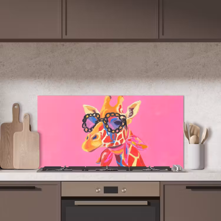 Giraf - Roze - Bril - Sjaal keuken achterwand spatscherm middel -sfeer2