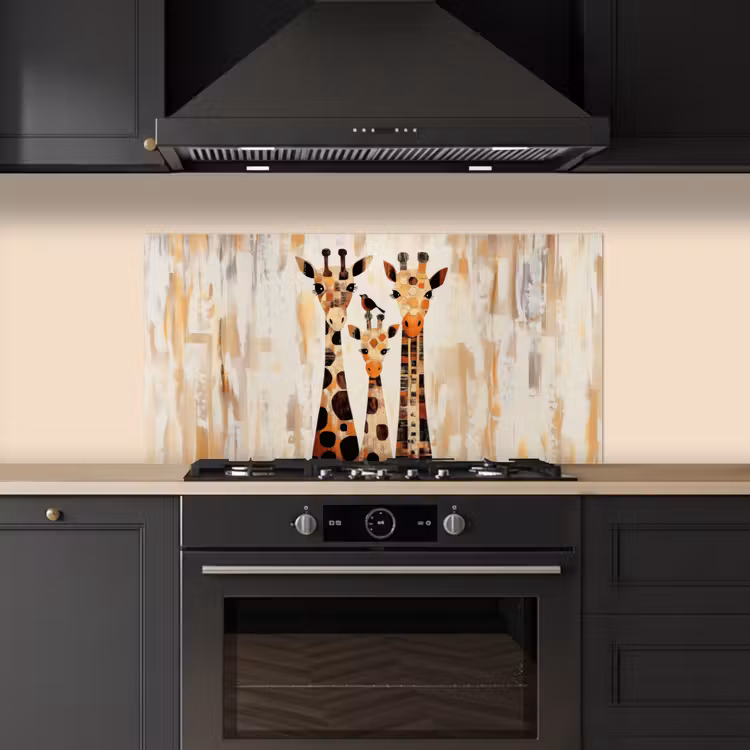 Giraffen - Cartoon - Crème keuken achterwand spatscherm middel -sfeer1