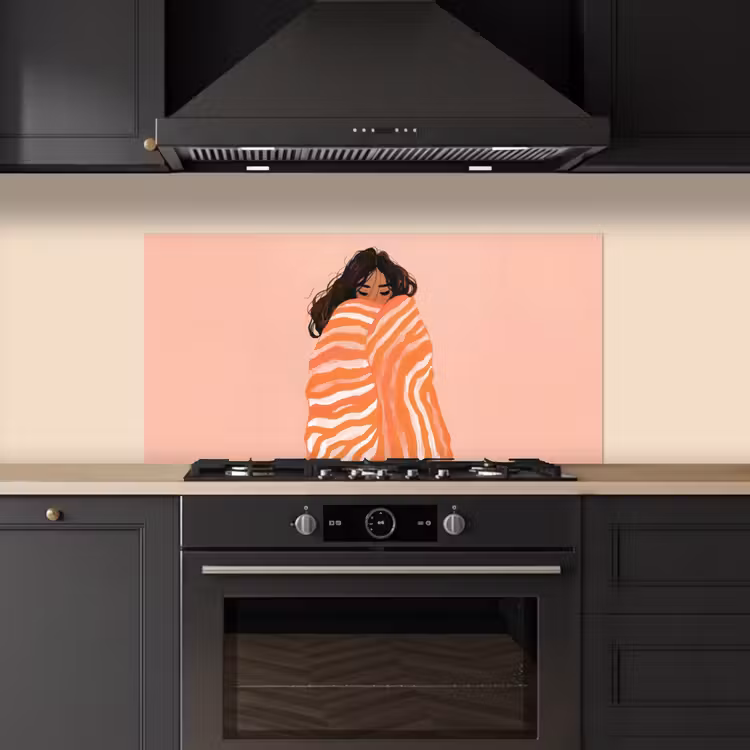 Meisje - Deken - Gestreept - Oranje keuken achterwand spatscherm middel -sfeer1