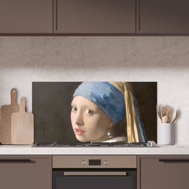 Meisje met de Parel - Schilderij van Johannes Vermeer keuken achterwand spatscherm middel -sfeer2