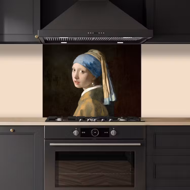 Meisje met de parel - Schilderij - Oude meesters - Vermeer keuken achterwand spatscherm middel -sfeer1