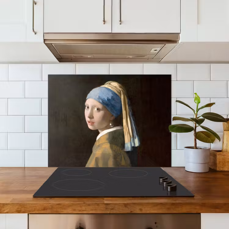 Meisje met de parel - Schilderij - Oude meesters - Vermeer keuken achterwand spatscherm middel -sfeer2