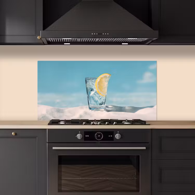 Glas - ijsblokjes - Citroen keuken achterwand spatscherm middel -sfeer1