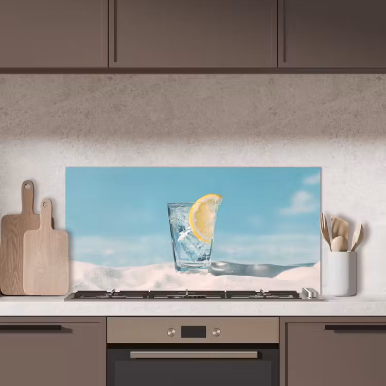 Glas - ijsblokjes - Citroen keuken achterwand spatscherm middel -sfeer2