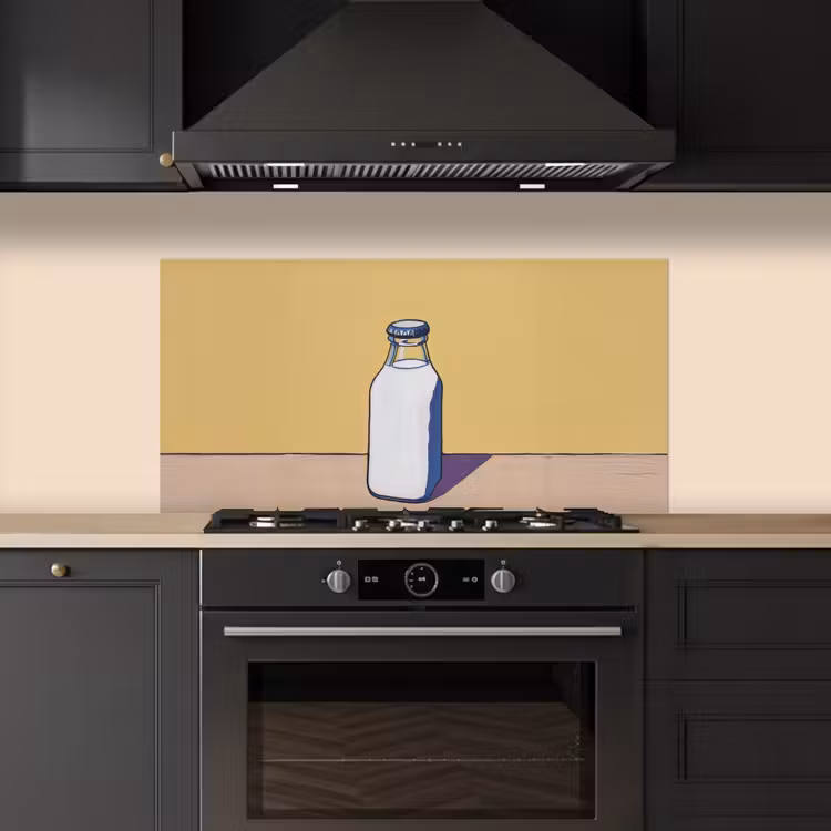 Glazen - Fles - Illustratie - Melk keuken achterwand spatscherm middel -sfeer1