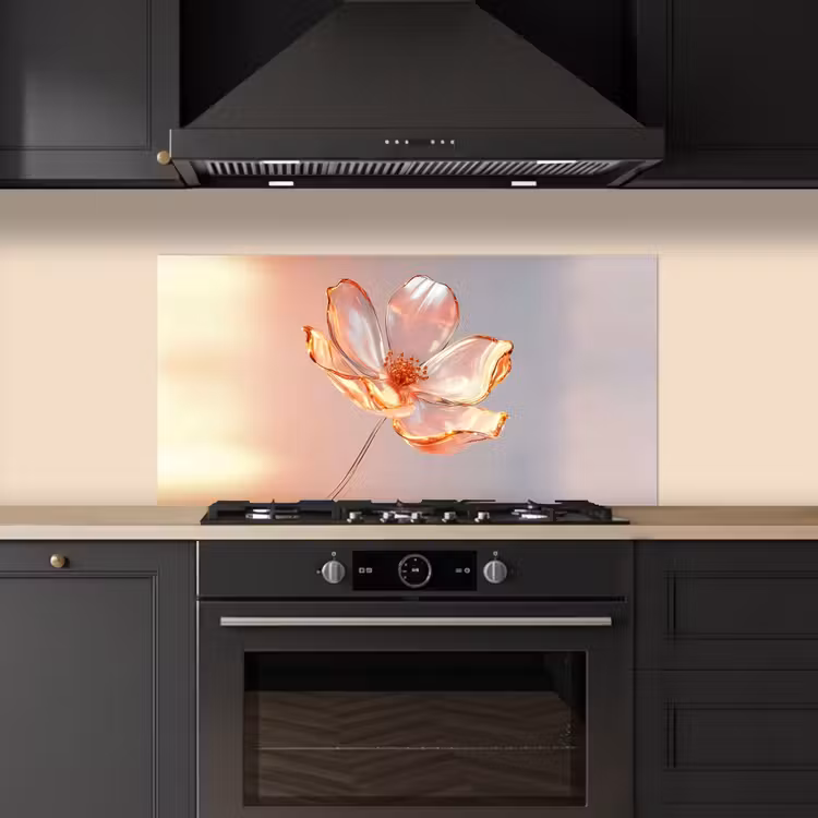 Glazen - Bloem - Roze keuken achterwand spatscherm middel -sfeer1