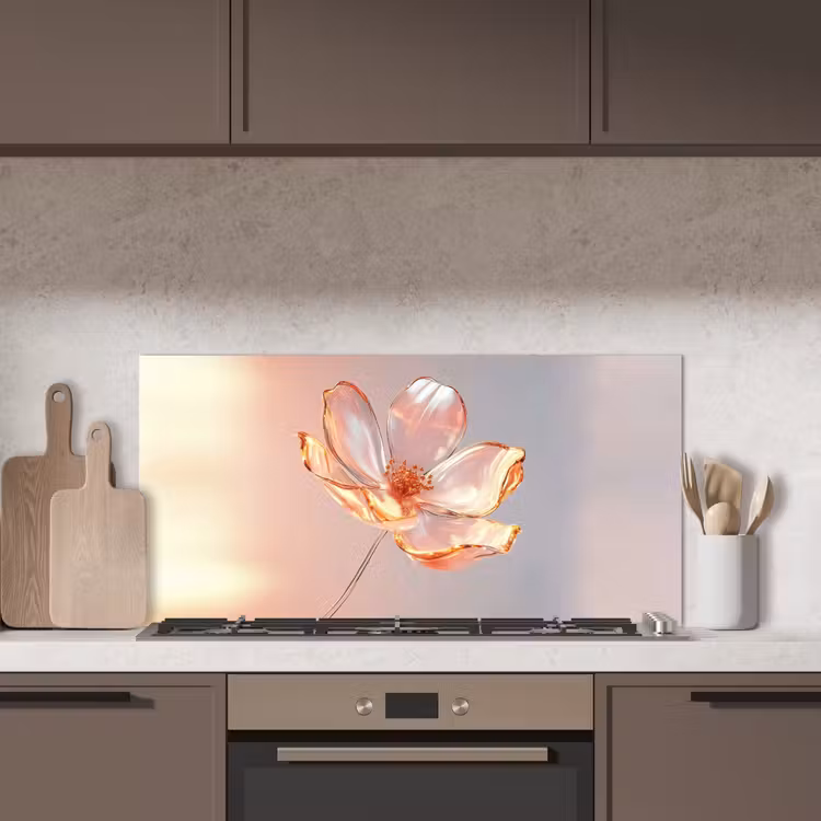 Glazen - Bloem - Roze keuken achterwand spatscherm middel -sfeer2