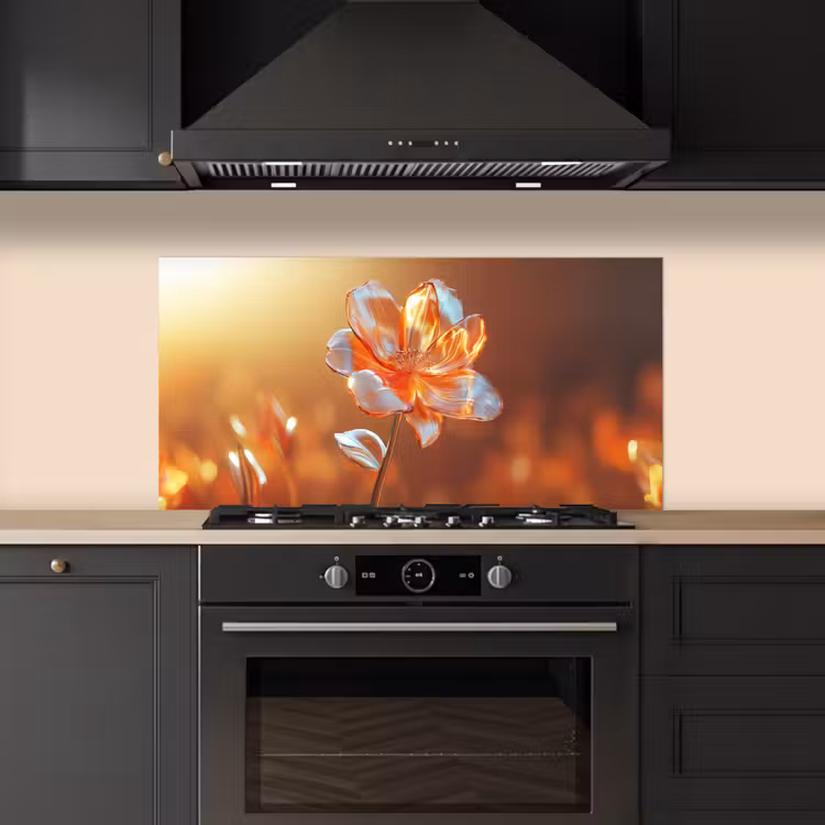Glazen - Bloem - Zonlicht keuken achterwand spatscherm middel -sfeer1