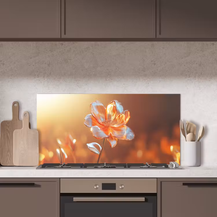 Glazen - Bloem - Zonlicht keuken achterwand spatscherm middel -sfeer2