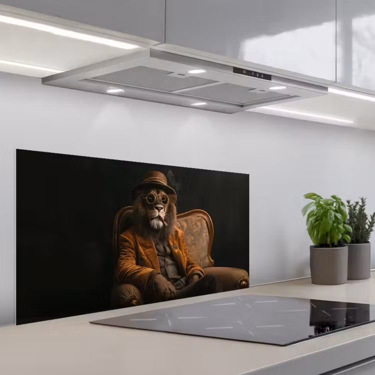 Bril - Leeuw - Bank - Hoed keuken achterwand spatscherm middel -3d_schuin