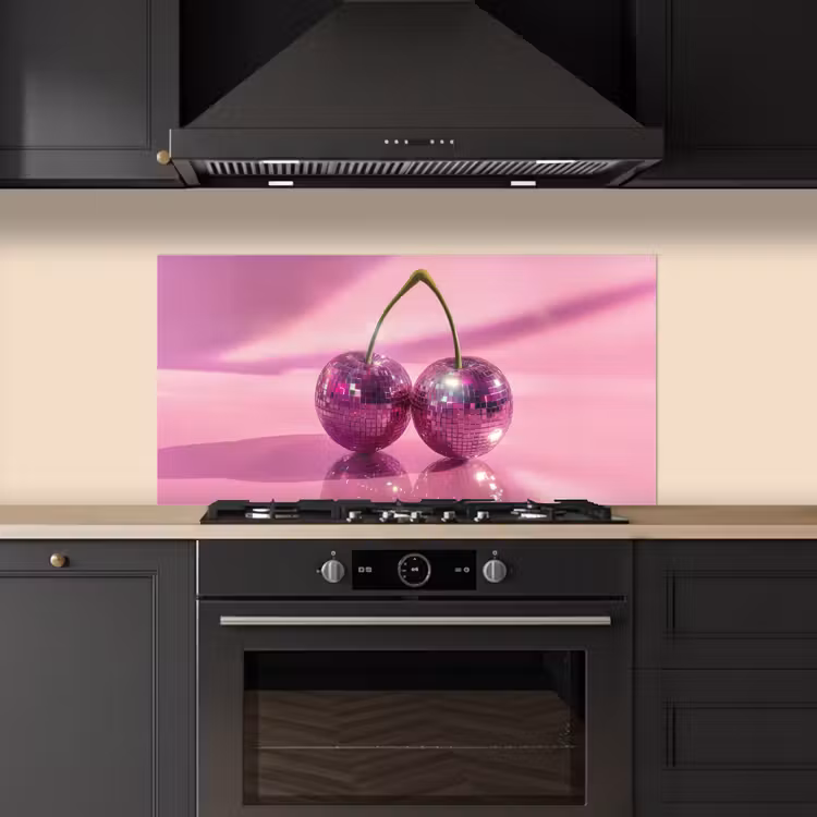 Glitter - Discobol - Roze - Kersen keuken achterwand spatscherm middel -sfeer1
