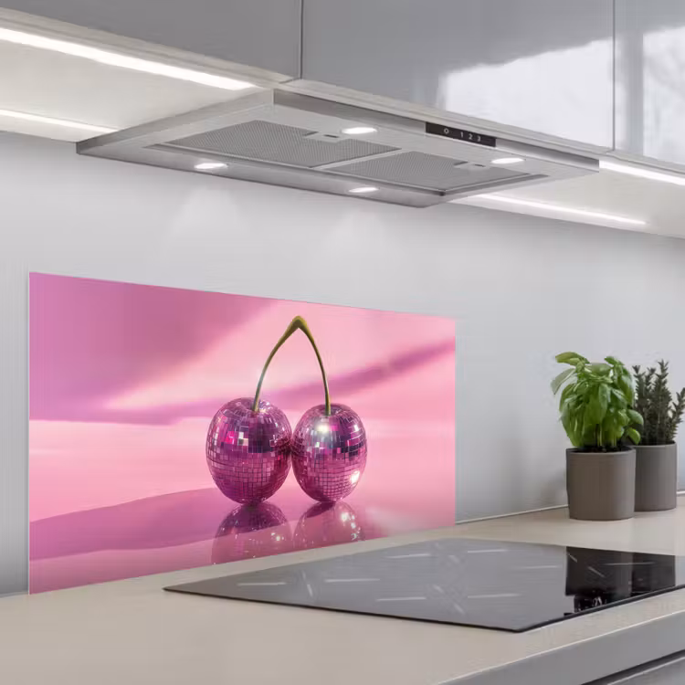 Glitter - Discobol - Roze - Kersen keuken achterwand spatscherm middel -3d_schuin