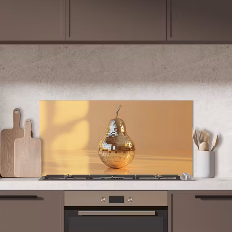 Goud - Disco - Glitter - Peer keuken achterwand spatscherm middel -sfeer2