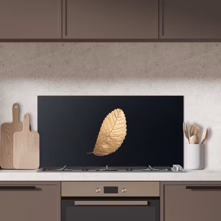Goud - Bladeren - Zwart - Planten - Luxe - Natuur keuken achterwand spatscherm middel -sfeer2
