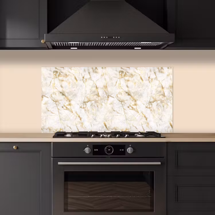 Goud - Licht - Nerf - Marmer keuken achterwand spatscherm middel 899 -sfeer1