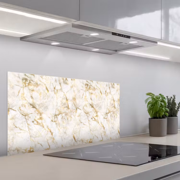 Goud - Licht - Nerf - Marmer keuken achterwand spatscherm middel 899 -3d_schuin