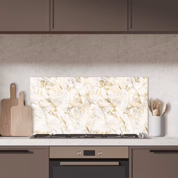 Goud - Licht - Nerf - Marmer keuken achterwand spatscherm middel 899 -sfeer2
