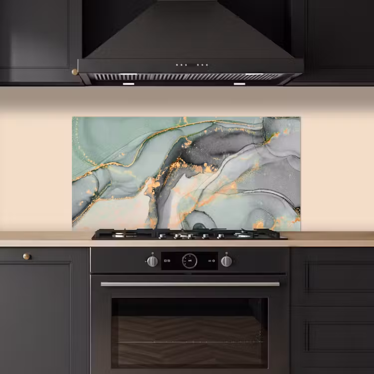 Goud - Marmer - Groen - luxe - Glitter - Marmerlook keuken achterwand spatscherm middel -sfeer1