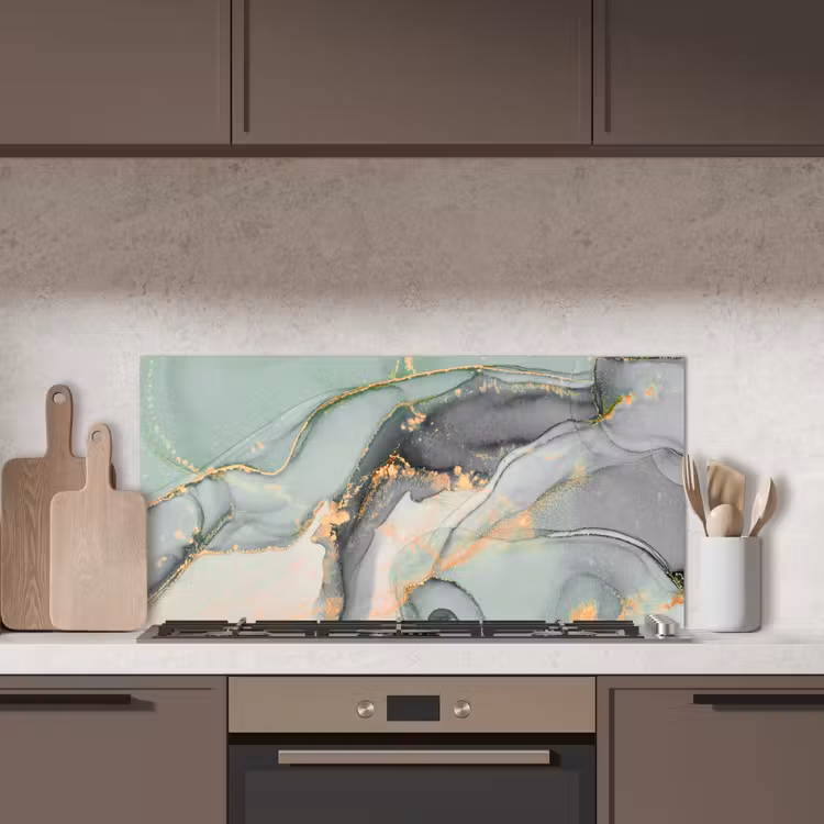 Goud - Marmer - Groen - luxe - Glitter - Marmerlook keuken achterwand spatscherm middel -sfeer2