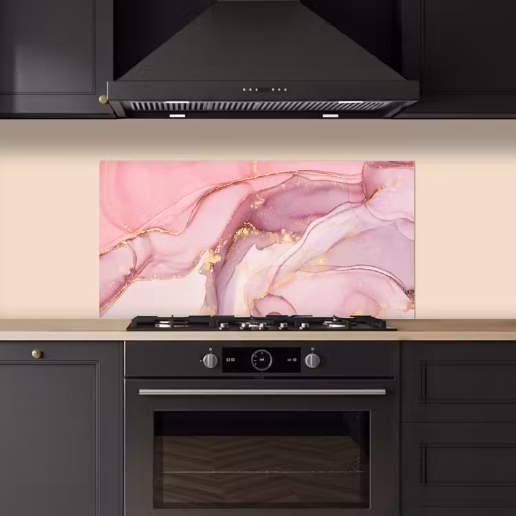 Goud - Marmer - Roze keuken achterwand spatscherm middel -sfeer1