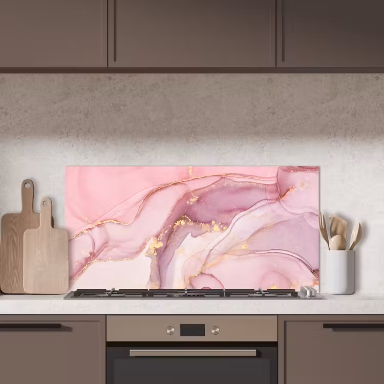 Goud - Marmer - Roze keuken achterwand spatscherm middel -sfeer2