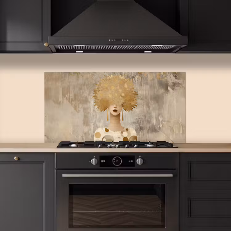 Goud - Portret - Vrouw keuken achterwand spatscherm middel -sfeer1